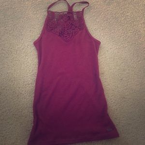 Pretty Burgundy lace flower tank top